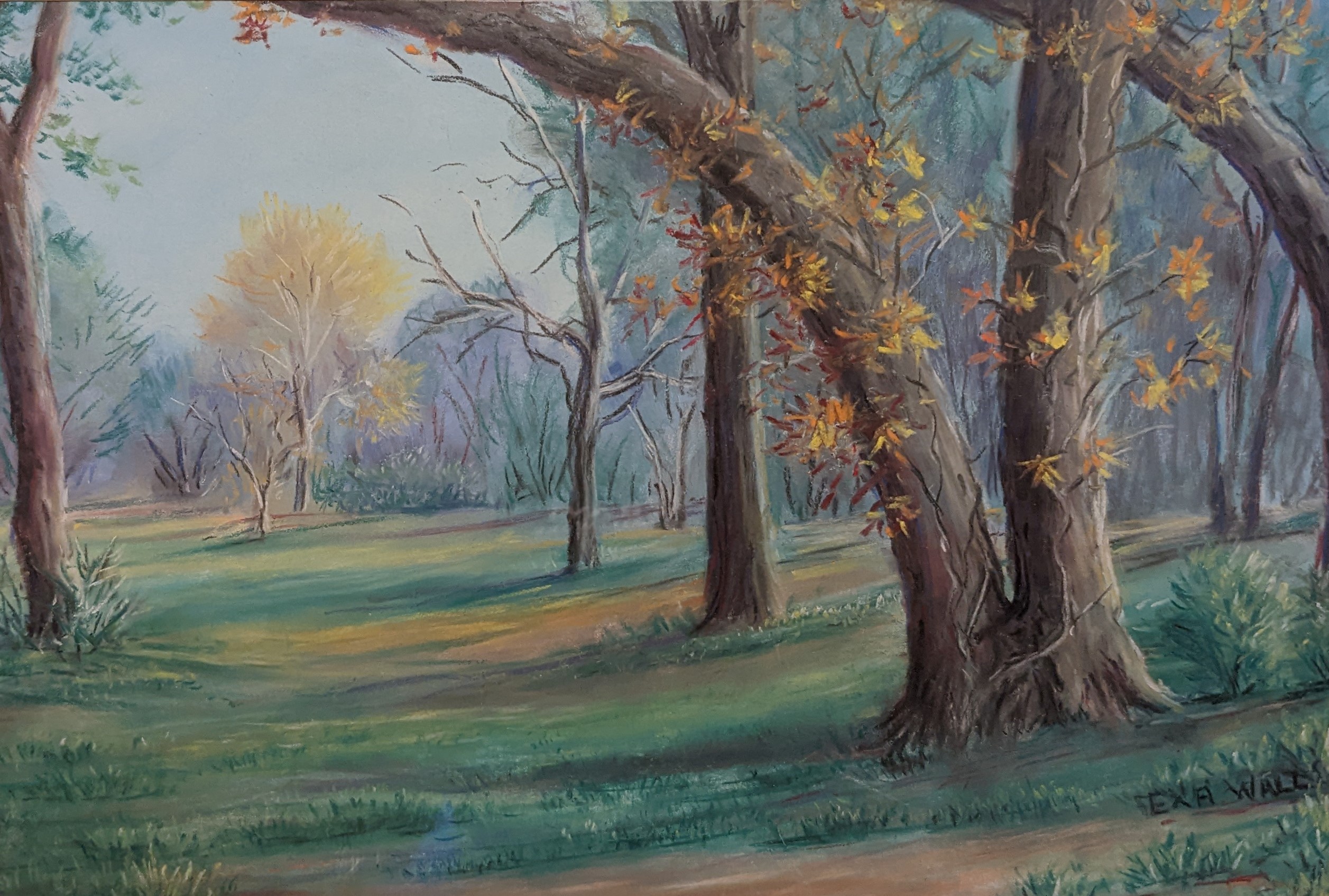 SOLD-Pastel Painting by Texas Artist Exa Wall