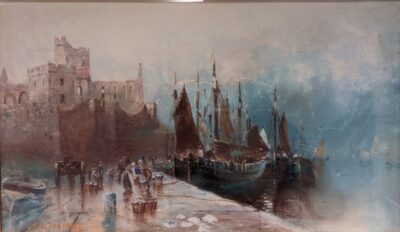 SOLD - "Peele Castle" - Antique Pastel on Paper by J. Holden 1896