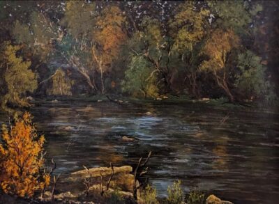 Carl Thomas Hoppe, Oil on Canvas "River Drive"