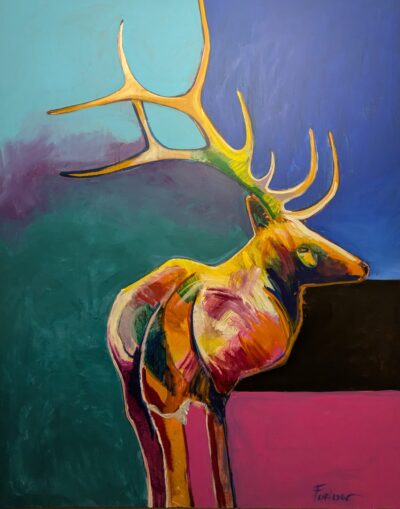 Sold-Malcolm Furlow, "Elk in the Chamisa", Acrylic on Canvas
