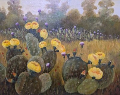 Mary L. Bruce, Cactus Flowers, Oil on Canvas